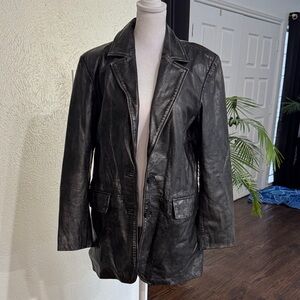 Avec Les Filles Black Leather Jacket for Women, M